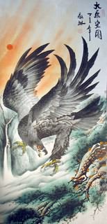 Chinese Eagle Painting,66cm x 136cm,4477001-x