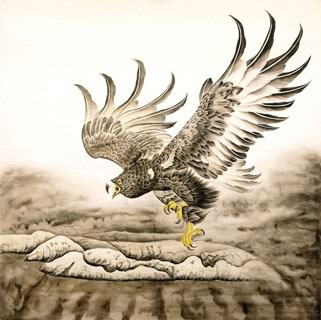 Chinese Eagle Painting,66cm x 66cm,4481002-x