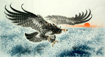 Chinese Eagle Painting,97cm x 180cm,4612002-x