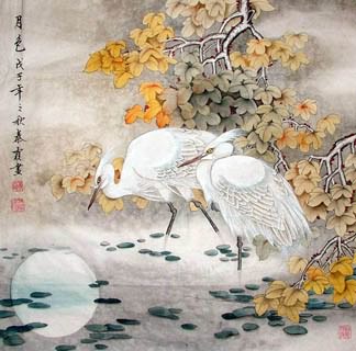 Chinese Egret Painting,66cm x 66cm,2703008-x