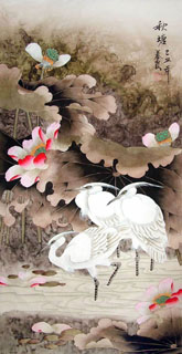 Chinese Egret Painting,55cm x 95cm,2703037-x
