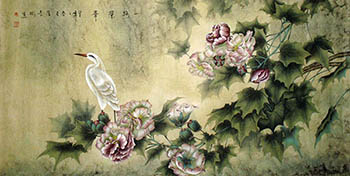 Chinese Egret Painting,66cm x 136cm,zcb21196006-x
