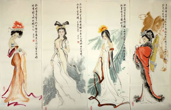 Famous Four Beauties,34cm x 96cm(13〃 x 38〃),3745044-z