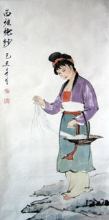 Chinese Famous Four Beauties Painting,48cm x 96cm,3793009-x