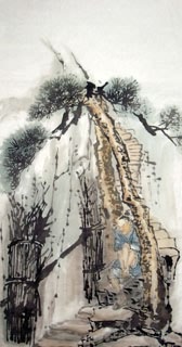 Chinese Fishman Farmer Painting,50cm x 100cm,3492001-x