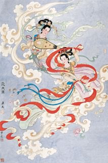 Chinese Flying Apsaras Painting,65cm x 100cm,3773003-x