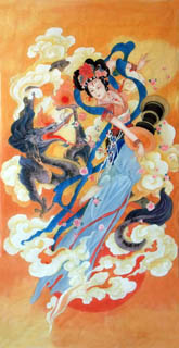Chinese Flying Apsaras Painting,66cm x 136cm,3807007-x