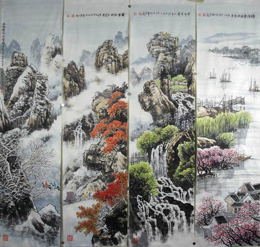 Four Screens of Landscapes,35cm x 136cm(14〃 x 53〃),1006015-z