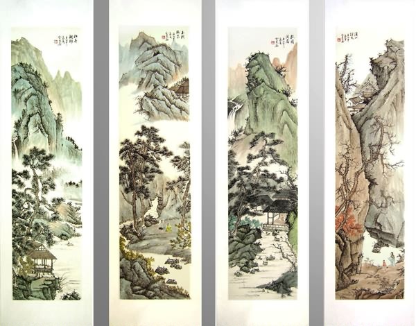 Four Screens of Landscapes,45cm x 165cm(18〃 x 65〃),1415001-z