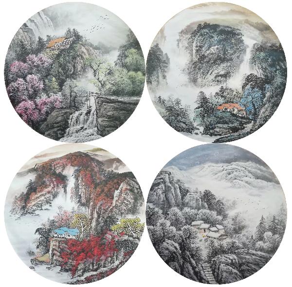 Four Screens of Landscapes,50cm x 50cm(19〃 x 19〃),lz11095002-z
