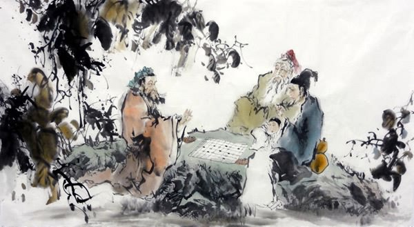 Gao Shi Play Chess Tea Song,66cm x 130cm(26〃 x 51〃),3763007-z