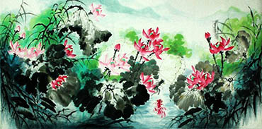 Chinese Goldfish Painting,68cm x 136cm,2449004-x