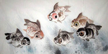 Chinese Goldfish Painting,66cm x 136cm,2805005-x