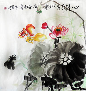 Chinese Goldfish Painting,50cm x 54cm,zjh21157006-x