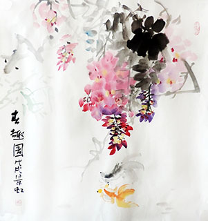 Chinese Goldfish Painting,50cm x 54cm,zjh21157012-x