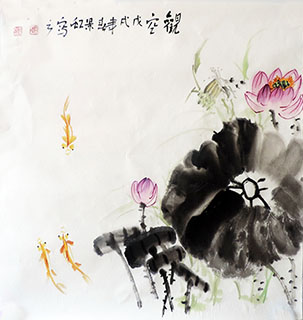 Chinese Goldfish Painting,50cm x 54cm,zjh21157019-x