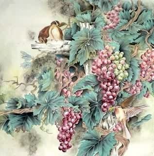 Chinese Grape Painting,66cm x 66cm,2416021-x