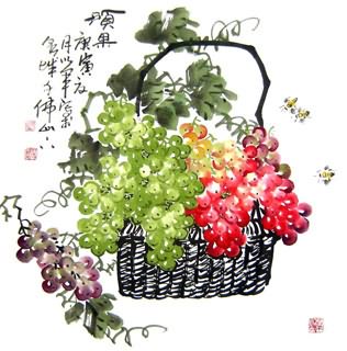 Chinese Grape Painting,66cm x 66cm,2552004-x