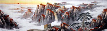 Chinese Great Wall Painting,100cm x 340cm,1016015-x