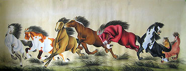 Chinese Horse Painting,70cm x 180cm,4011010-x