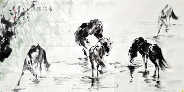 Chinese Horse Painting,69cm x 138cm,41093013-x