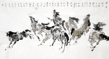 Chinese Horse Painting,69cm x 138cm,41093016-x