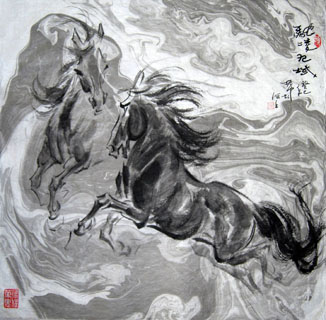 Chinese Horse Painting,66cm x 66cm,41094001-x