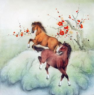 Chinese Horse Painting,66cm x 66cm,4317019-x