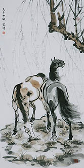 Chinese Horse Painting,68cm x 136cm,4671029-x