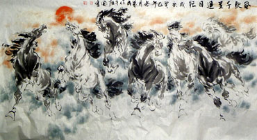 Chinese Horse Painting,97cm x 180cm,4695055-x
