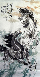 Chinese Horse Painting,68cm x 136cm,4695073-x
