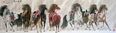 Chinese Horse Painting,46cm x 180cm,4720047-x