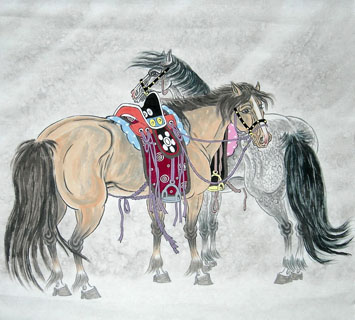 Chinese Horse Painting,50cm x 50cm,4720062-x
