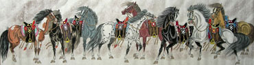 Chinese Horse Painting,34cm x 138cm,4720066-x