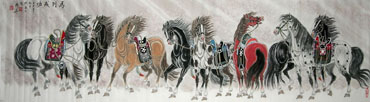 Chinese Horse Painting,46cm x 180cm,4720072-x