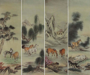 Chinese Horse Painting,35cm x 110cm,4802001-x