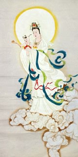 Chinese Kuan Yin Painting,66cm x 136cm,3082014-x