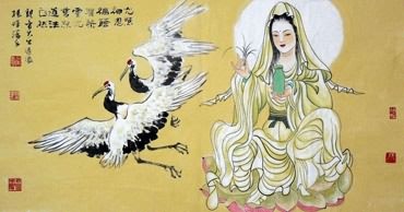 Chinese Kuan Yin Painting,50cm x 100cm,3518099-x