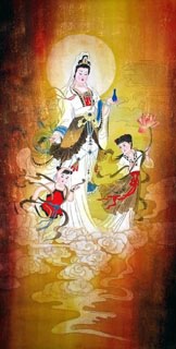 Chinese Kuan Yin Painting,66cm x 130cm,3756002-x