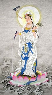 Chinese Kuan Yin Painting,50cm x 100cm,3765001-x