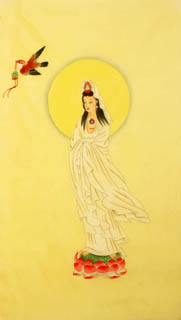 Chinese Kuan Yin Painting,55cm x 95cm,3809006-x