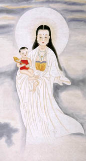 Chinese Kuan Yin Painting,70cm x 130cm,3809007-x