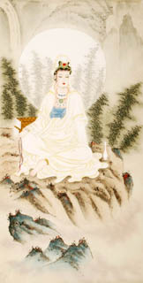 Chinese Kuan Yin Painting,66cm x 130cm,3809031-x