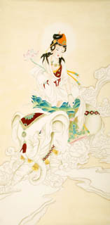 Chinese Kuan Yin Painting,66cm x 130cm,3809035-x