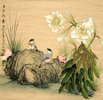 Chinese Lily Painting,66cm x 66cm,2327012-x