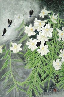 Chinese Lily Painting,45cm x 65cm,2609003-x