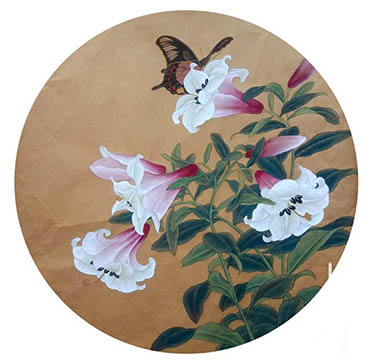 Chinese Lily Painting,50cm x 50cm,nx21170009-x
