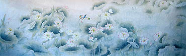 Chinese Lotus Painting,145cm x 346cm,2011031-x