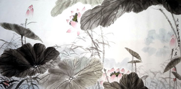 Chinese Lotus Painting,50cm x 100cm,2318005-x