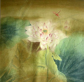 Chinese Lotus Painting,66cm x 66cm,2319017-x